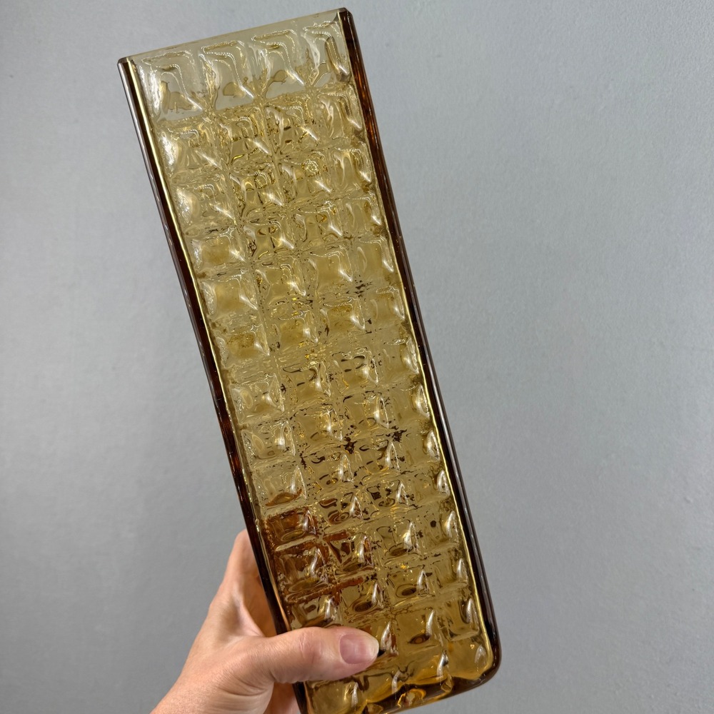 Vintage Blenko 6117 Skyscraper Vase Amber Wayne Husted Art Glass 13"